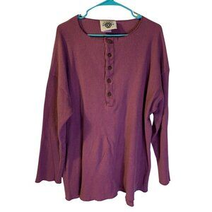 Tom Tom California Men's Thermal Henley Shirt Size S Oversized Cotton USA Y2K